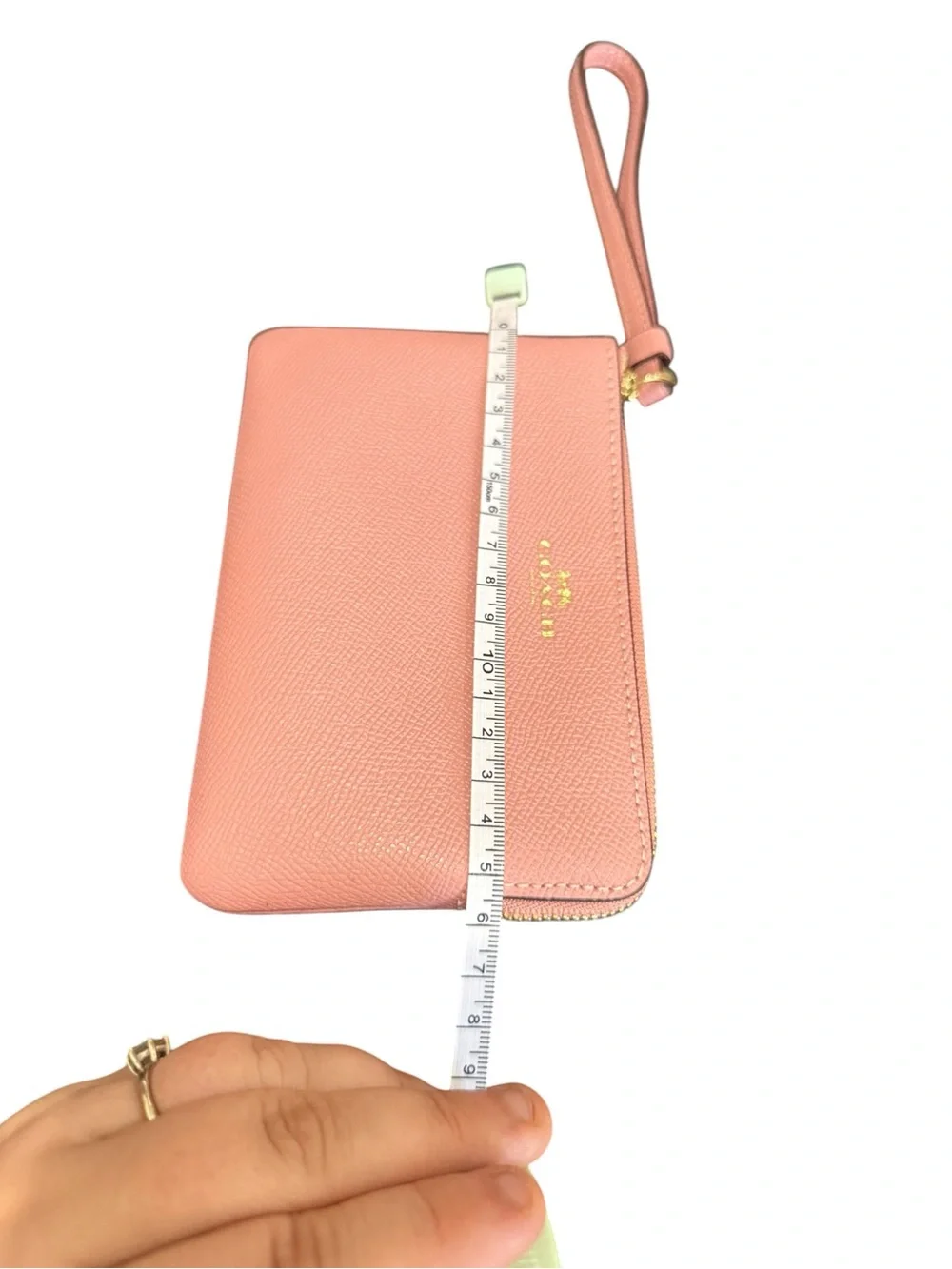Coach Pink Leather Wristlet with Gold Logo